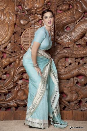 27.jpg Light Blue Saree Indoor Nude Photoshoot