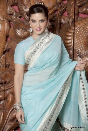 19.jpg Light Blue Saree Indoor Nude Photoshoot