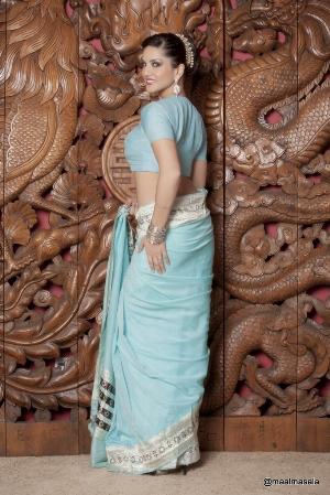 3.jpg Light Blue Saree Indoor Nude Photoshoot